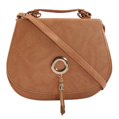 Haqeeba Women Casual Beige Leatherette Sling Bag