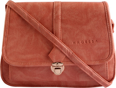 

Haqeeba Women Formal Pink Leatherette Sling Bag
