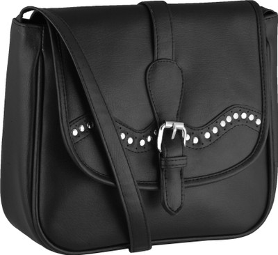 

Ilina Women Casual Black PU Sling Bag