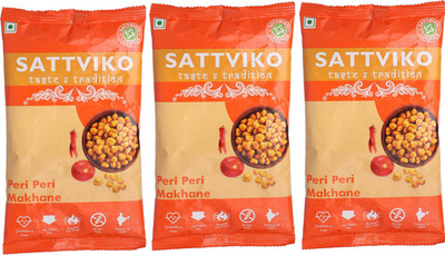 

Sattviko Peri Peri Makhana Lite Snacks Combo Pack of 3 - 21 gram each(63 g, Pack of 3)