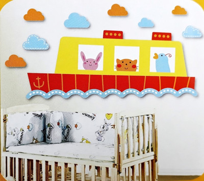 

DUS10  Kids Room/Home Wall Decor Sticker ,PVC Vinyl, Multicolor, Motorboat Theme ,Finish Size - 61 cm x 31 cm x 1 cm - Pack of 1 Sticker(Pack of 1
