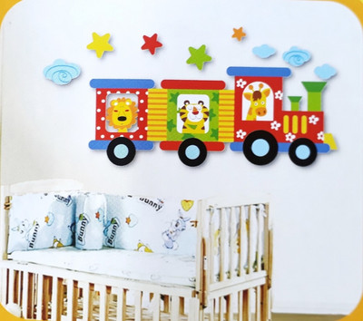

DUS10  Kids Room/Home Wall Decor Sticker , PVC Vinyl, Multicolor, Motor & Animal Theme, Finish Size , 61 cm x 31 cm x 1 cm- Pack of 1 Sticker(Pack of 1