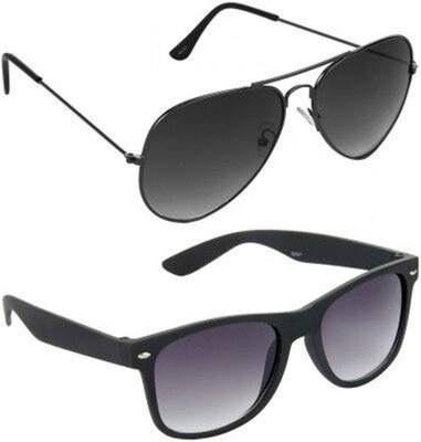 Flier Aviator Sunglasses(For Men & Women, Black)