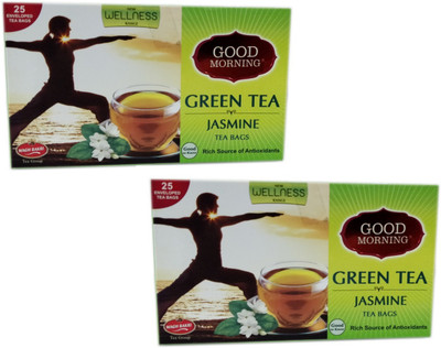 Waghbakri Good Morning (Pack of 2) 25 Jasmine Green Tea Bags(25 Bags, Box)