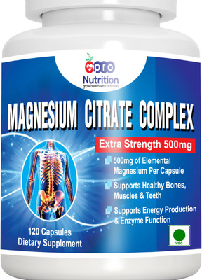 PRONUTRITION Magnesium Citrate Capsules – Powerful 500mg – 120 Capsules - Supplement Support Healthy Bones, Muscles, Teeth, and Energy & Relaxation(120)