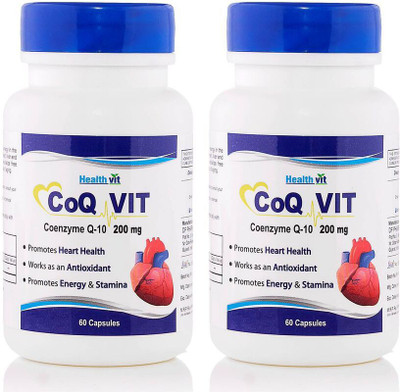 

HealthVit Coq vit Coenzym Q10 200 mg 60 Capsules pack of 2(60 No)