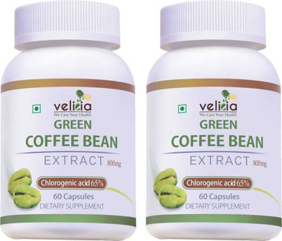 Velicia 100% Natural Green Coffee Beans Extract Capsules for Weight Loss (Pack Of 2)(800 mg)