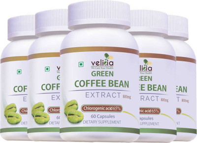 

Velicia 100% Natural Green Coffee Beans Extract Capsules for Weight Loss (Pack Of 5)(800 mg)
