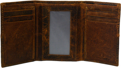 

Hidelink Men Brown Genuine Leather Wallet(5 Card Slots)