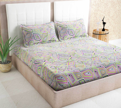 

Divine Casa 104 TC Cotton Double Printed Bedsheet(Pack of 1, Multicolor)