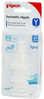 

Pigieon Pigeon - Peristaltic Nipple Slim Neck (Y) Cut -Pack Of 3 Pcs Medium Flow Nipple(Pack of 3 Nipples)
