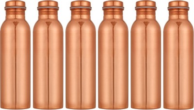 . Copper Water Bottle, 1000 ml, Ayurvedic, Yoga, Handmade, Pure Copper, Leak proof, Joint less, Travel Essential, Drinkware 1000 ml Bottle(Pack of 6, Brown, Copper)