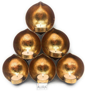 

AuraDecor Wall Hanging Aluminium Tealight Holder(Gold, Pack of 1)