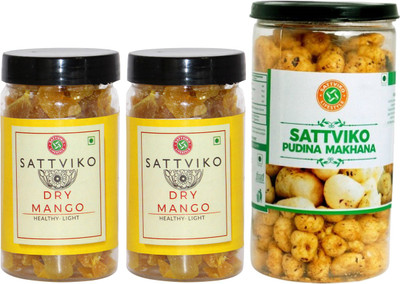 

Sattviko Sattviko Makhana and Dry Mango Snacks Combo(Pet Jar - Pudina Makhana & 2 Box Dry Mango), 275 gms Combo(275)