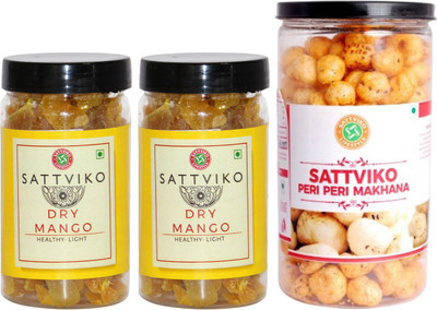 

Sattviko Sattviko Makhana and Dry Mango Snacks Combo(Pet Jar - Peri Peri Makhana & 2 Box Dry Mango), 275 gms Combo(275)