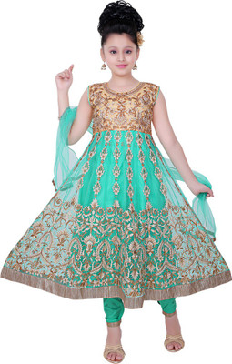

Saarah Girls Festive & Party Kurta, Churidar & Dupatta Set(Light Green Pack of 1