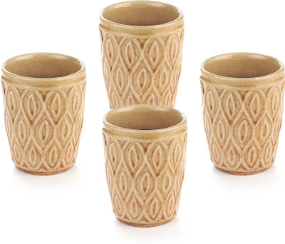 Gifts & Souvenir 3DKD KULLAD Ceramic Mug(250 ml, Pack of 4), Gold