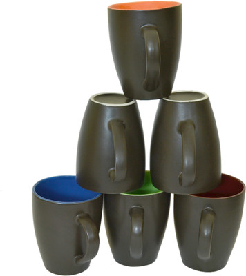 

PARI HOUSEHOLDS CDI CDIB052_B05 Ceramic Ceramic Mug(220 ml, Pack of 6), Black