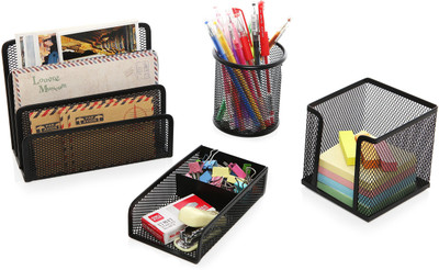 

Chrome 4 Pcs Metal Mesh T2038 Office Set(Black)