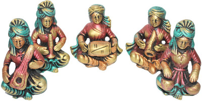 

Sarvsiddhi Terracotta Antique Finish Rajasthani Musicians Set of 5 Decorative Showpiece - 13 cm(Terracotta, Multicolor)
