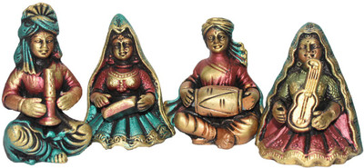 

Sarvsiddhi Terracotta Rajasthani Couple Showpiece Set of 4 Musicians Decorative Showpiece - 13 cm(Terracotta, Multicolor)