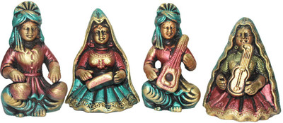 

Sarvsiddhi Terracotta Rajasthani Couple Showpiece Set of 4 Musicians Decorative Showpiece - 13 cm(Terracotta, Multicolor)