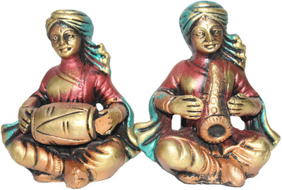

Sarvsiddhi Terracotta Rajasthani Musician With Dholak and Sehnai Decorative Showpiece - 13 cm(Terracotta, Multicolor)