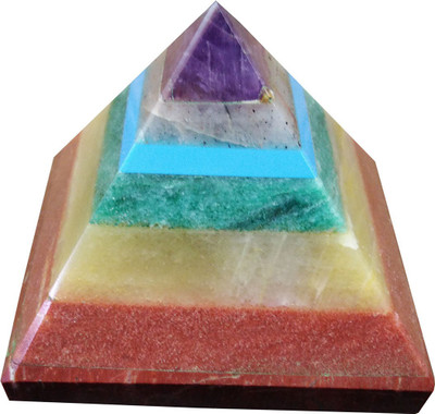 

Aldomin Seven Chakras Reiki Crystal Pyramid (120 To 130 Gram) Decorative Showpiece - 5 cm(Crystal, Multicolor)
