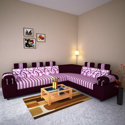 

Knight Industry Fabric 6 Seater Sofa(Finish Color - purple)