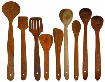 

ESHOPIHOLIC Wooden Spatula(Pack of 9)