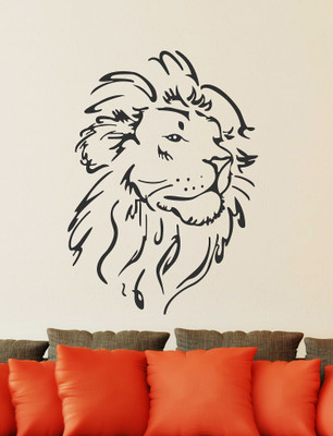 HAPPYSTICKY 45 cm Tiger Face Self Adhesive Sticker(Pack of 1)