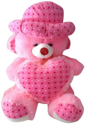 

ATTRACTIVE Pink Seating Teddy Bear with Cap & Heart 2 Feet - 60 cm(Pink)