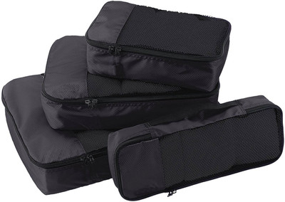 

Walletsnbags PACKING CUBES -SET OF 4 (SMALL .MEDIUM , LARGE AND SLIM)(Black)