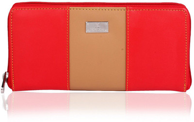 

K London Women Red, Beige Artificial Leather Wallet(8 Card Slots), Beige;red