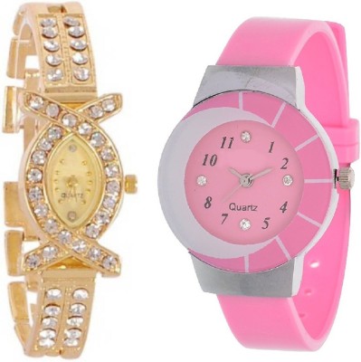 SPINOZA N01K042 golden bracelet with multicolor glass pink women Watch  - For Girls   Watches  (SPINOZA)