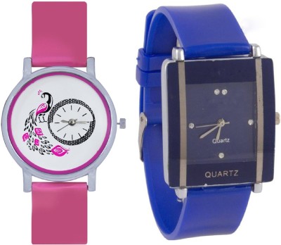 SPINOZA Blue square shape simple and professional and pink glory designer and beatiful peacock fancy women Watch  - For Girls   Watches  (SPINOZA)