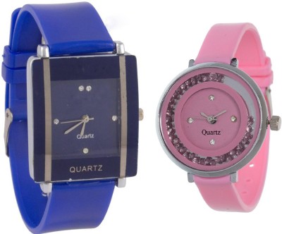 SPINOZA Blue square shape simple and professional and movable crystals in dial fancy and attractive pink women Watch  - For Girls   Watches  (SPINOZA)