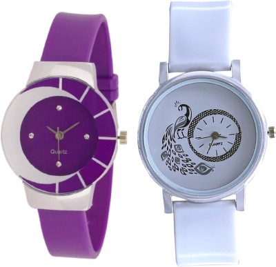 SPINOZA White purple different design beautiful watch with white glory designer and beatiful peacock fancy women Watch  - For Girls   Watches  (SPINOZA)
