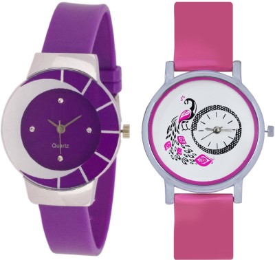 SPINOZA White purple different design beautiful watch with pink glory designer and beatiful peacock fancy women Watch  - For Girls   Watches  (SPINOZA)