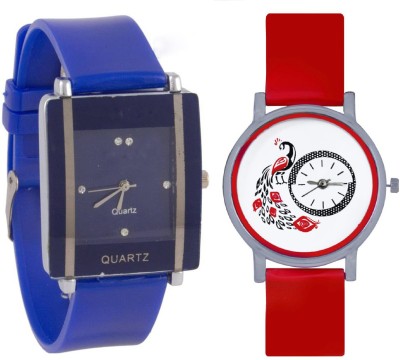 SPINOZA Blue square shape simple and professional Red glory designer and beatiful peacock fancy women Watch  - For Girls   Watches  (SPINOZA)