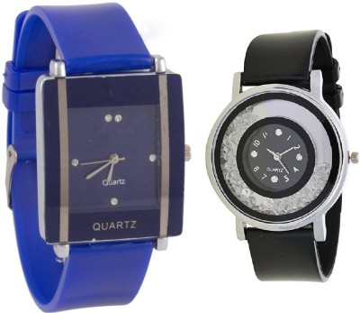 SPINOZA Blue square shape simple and professional and movable crystals in dial fancy and attractive black women Watch  - For Girls   Watches  (SPINOZA)