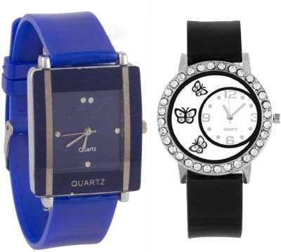 SPINOZA Blue square shape simple and professional black butterfly crystals studded beautiful and fancy women Watch  - For Girls   Watches  (SPINOZA)