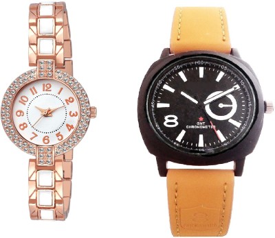 COSMIC LIGHT BROWN BELT SPORTS MEN WATCH & TWO TONE STYLE STRAP LADIES Watch  - For Couple   Watches  (COSMIC)