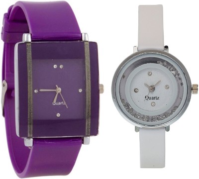 SPINOZA Purple square shape simple and professional and movable crystals in dial fancy and attractive white women Watch  - For Girls   Watches  (SPINOZA)