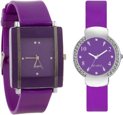 SPINOZA Purple square shape simple and professional and glory purple crystals studded round fancy women Watch  - For Girls   Watches  (SPINOZA)