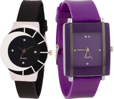 KNACK black white color fancy beautiful glass watch with Purple square shape simple and professional women Watch  - For Girls   Watches  (KNACK)