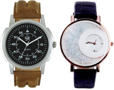 Shivam Retail SR-01-MX01 Genuine Leather Strap With Moving Diamond Beads Watch  - For Men & Women   Watches  (Shivam Retail)