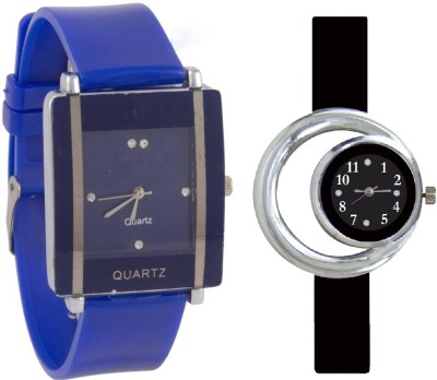SPINOZA Blue square shape simple and professional Black round ring new simple and attractive women Watch  - For Girls   Watches  (SPINOZA)