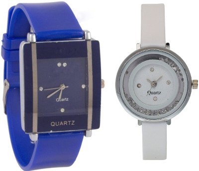 SPINOZA Blue square shape simple and professional and movable crystals in dial fancy and attractive white women Watch  - For Girls   Watches  (SPINOZA)