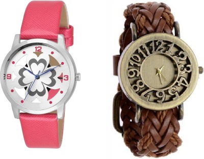 DECLASSE Classic Vintage Hollow Leather & NEW TRANSPARENT FLOWER PINK FENCY PARTY WEAR Watch  - For Women   Watches  (Declasse)